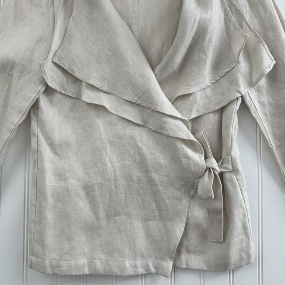 Neiman Marcus Linen Wrap Jacket (Women’s Size S) Lightweight Double Collar - Picture 3 of 6